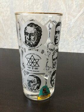 1967 Vintage Canadian Centennial Prime Ministers Drinking Glass